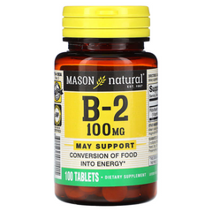 Вітамін B2 100 мг, Vitamin B2, Mason Natural, 100 таблеток (MAV-07141), фото