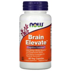 Now Foods, Brain Elevate, поддержка здоровья мозга, 60 вегетарианских капсул (NOW-03303), фото