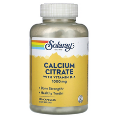 Solaray, Цитрат кальцію з вітаміном D3, 1000 мг, 180 капсул (SOR-45835), фото