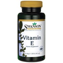 Витамин Е, Vitamin E, Swanson, 1000 МО (450 мг), 60 гелевых капсул (SWV-11439), фото