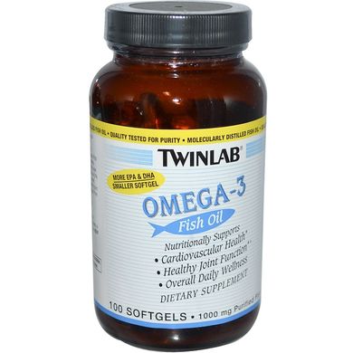 Омега -3 рыбий жир, Twinlab, 100 капсул, (TWL-03217), фото