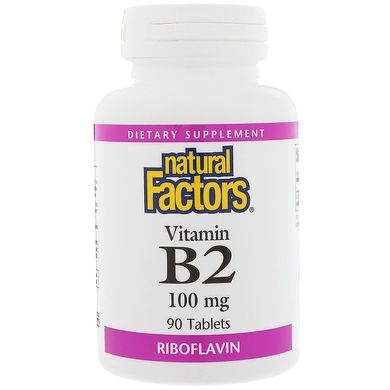 Вітамін В2 (рибофлавін), Natural Factors, 90 таблеток (NFS-01215), фото