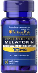 Мелатонін, Puritan's Pride, 10 мг, 60 капсул (PTP-19491), фото