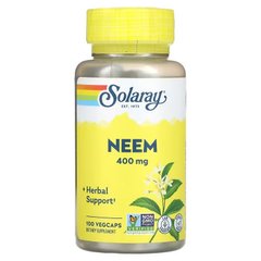 Ним, Neem, Solaray, органик, 400 мг, 100 вегетарианских капсул (SOR-94138), фото