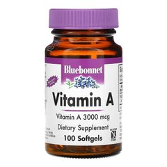 Bluebonnet Nutrition, витамин A, 3000 мкг, 100 капсул (BLB-00298), фото