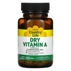 Country Life, Витамин А ,10000 МЕ, 100 таблеток (CLF-05531), фото