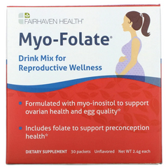 Мио-фолат, Fairhaven Health, Myo-Folate, смесь для приготовления напитка для репродуктивного здоровья, без ароматизаторов, 30 пакетиков по 2,4 г каждый (FHH-00225), фото