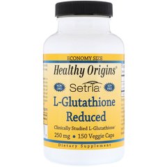 Глутатион, L-Glutathione, Healthy Origins, Setria, пониженный, 250 мг, 150 капсул (HOG-41334), фото