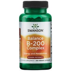 Комплекс витаминов В-200, Balance Vitamin B-200, Swanson, высокоэффективный, 100 вегетарианских капсул (SWV-11644), фото