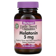 Bluebonnet Nutrition, EarthSweet, мелатонін, натуральний малиновий смак, 5 мг, 60 жувальних пігулок (BLB-00996), фото