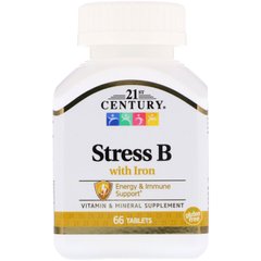 Стресс В+железо, 21st Century Health Care, 66 таблеток (CEN-22342), фото
