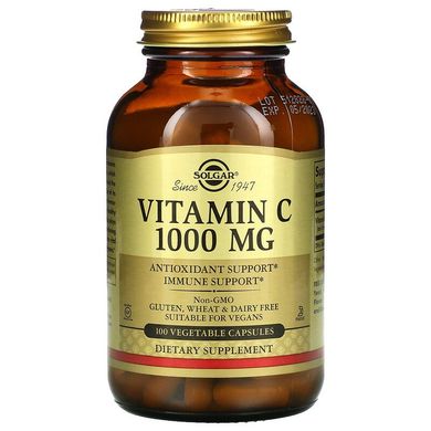 Solgar, Вітамін C, 1000 мг, 100 рослинних капсул (SOL-03280), фото