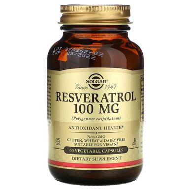 Ресвератрол (Resveratrol), Solgar, 100 мг, 60 капсул (SOL-02335), фото