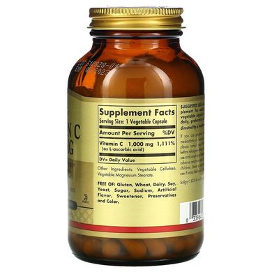 Solgar, Витамин C, 1000 мг, 100 растительных капсул (SOL-03280), фото
