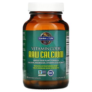 Garden of Life, Vitamin Code, RAW Calcium, необроблений кальцій, 60 вегетаріанських капсул (GOL-11391), фото