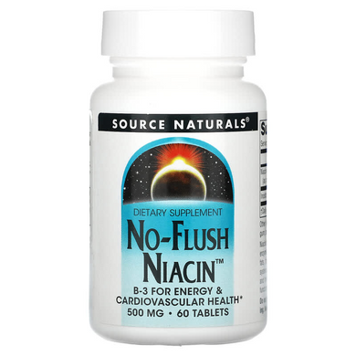 Source Naturals, ниацин, не вызывает приливов крови, 500 мг, 60 таблеток (SNS-00921), фото