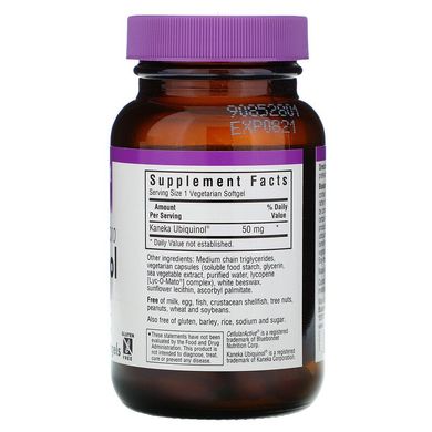 Bluebonnet Nutrition, Ubiquinol, Cellular Active CoQ10, 50 мг, 60 растительных капсул (BLB-00791), фото