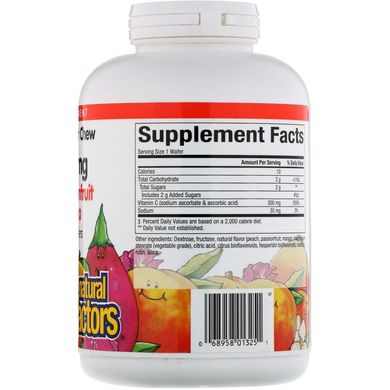 Витамин С жевательный, C Chewable Peach, Natural Factors, 500 мг, 180 конфет (NFS-01325), фото