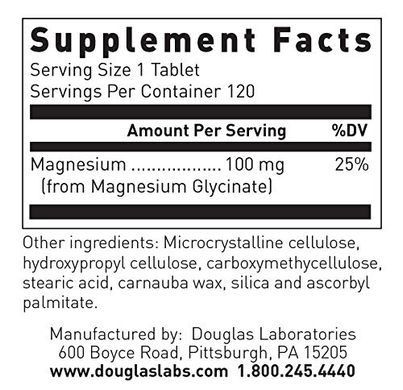 Магній гліцинат, Magnesium Glycinate, Douglas Laboratories, 120 таблеток (DOU-97809), фото