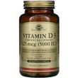 Solgar, витамин D3 (холекальциферол), 125 мкг (5000 МЕ), 240 вегетарианских капсул (SOL-03314)