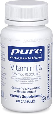 Pure Encapsulations, Вітамін Д3, 5000 МО, 60 капсул (PE-00817), фото