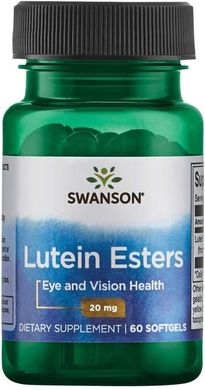 Лютеїн, Lutein Esters, Swanson, 20 мг, 60 гелевих капсул (SWV-01902), фото