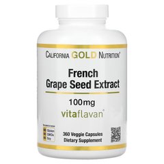 California Gold Nutrition, VitaFlavan, экстракт косточек французского винограда, полифенольный антиоксидант, 100 мг, 360 вегетарианских капсул (CGN-01737), фото