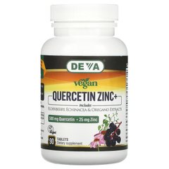 Deva, Vegan Quercetin Zinc+, 500 мг + 25 мг, 90 таблеток (DEV-00066), фото