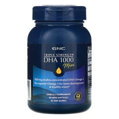GNC, Triple Strength DHA 1000 Mini, 1000 мг, 90 мини гелевых капсул (GNC-17062), фото