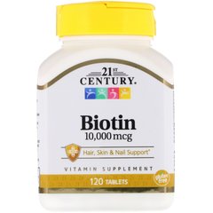 Биотин, 21st Century Health Care, 10 000 мкг, 120 таблеток (CEN-27757), фото