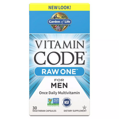 Garden of Life, Сирі мультивітаміни для чоловіків, Raw One For Men, Vitamin Code, 30 вегетаріанських капсул (GOL-11449), фото