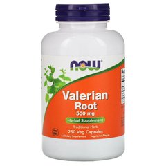 Now Foods, корень валерианы, 500 мг, 250 растительных капсул (NOW-04771), фото