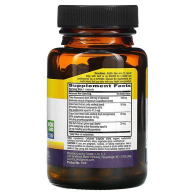 Country Life, Resveratrol Plus, 100 мг, 60 веганські капсули (CLF-07317), фото