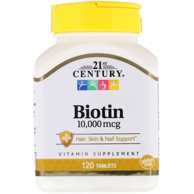 Біотин, 21st Century Health Care, 10 000 мкг, 120 таблеток (CEN-27757), фото