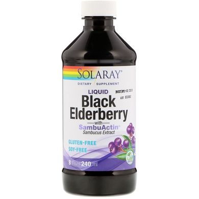 Чорна бузина, концентрат соку, Black Elderberry, Solaray, рідина, 240 мл (SOR-26047), фото