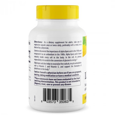 Healthy Origins, Альфа-ліпоєва кислота, 100 мг, 120 капсул (HOG-35063), фото