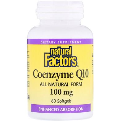 Коензим Q10 (Coenzyme Q10), Natural Factors, 100 мг, 60 капсул (NFS-02071), фото