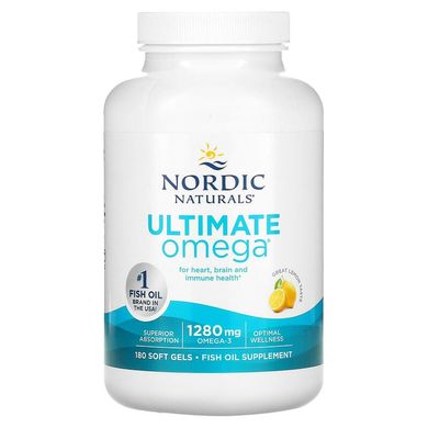 Nordic Naturals, Ultimate Omega, зі смаком лимона, 1280 мг, 180 капсул (NOR-03790), фото