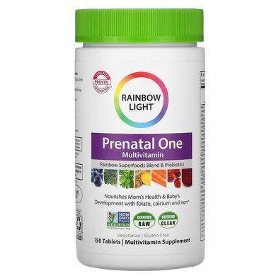Rainbow Light, Prenatal One, мультивітаміни для вагітних, 150 таблеток (RLT-10976), фото
