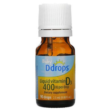 Ddrops, жидкий витамин D3 для детей, 400 МЕ, 90 капель, 2,5 мл (DDP-00006), фото