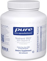 Мультивітаміни/мінерали з вітаміном К, Nutrient 950 with Vitamin K, Pure Encapsulations, 180 капсул (PE-01035), фото