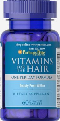Витамины для волос, Puritan's Pride, 60 таблеток (PTP-12100), фото