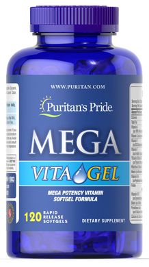 Вітаміни та мінерали Мега, Mega Vita Gel, Puritan's Pride, 120 гелевих капсул (PTP-11083), фото