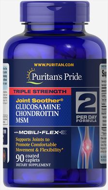 Puritan's Pride, Глюкозамин, хондроитин и МСМ, тройная сила, 90 капсул (PTP-17895), фото