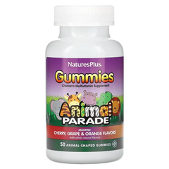 Nature's Plus, Мультивитамины для детей, Animal Parade, со вкусом вишни, апельсина и винограда, 50 жевательных конфет (NAP-29958), фото