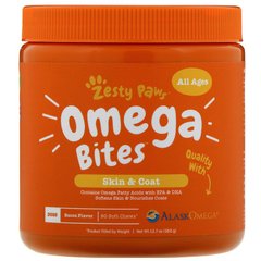 Zesty Paws, Omega Bites, добавка для собак, для здоровья кожи и шерсти животных, с ароматизатором «Бекон», 90 мягких жевательных таблеток (ZTP-00830), фото