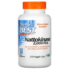 Doctor's Best, наттокиназа, 2000 FU, 270 вегетарианских капсул (DRB-00253), фото