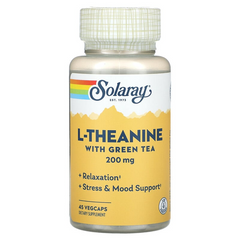 Solaray, L-теанин с зеленым чаем, 200 мг, 45 вегетарианских капсул (SOR-04992), фото