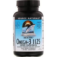 Source Naturals, Арктичний чистий риб'ячий жир з Омега-3 1125, покритий кишковорозчинною оболонкою, 1,125 мг, 60 гелевих капсул (SNS-02488), фото