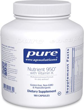 Мультивитамины/минералы с витамином К, Nutrient 950 with Vitamin K, Pure Encapsulations, 180 капсул (PE-01035), фото
